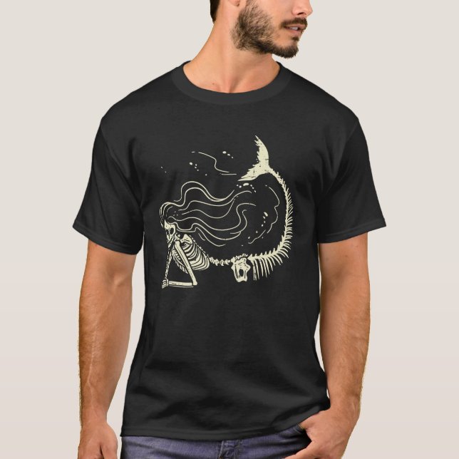 T-shirt Mermaid Skeleton mignonne Costume d'Halloween Femm (Devant)