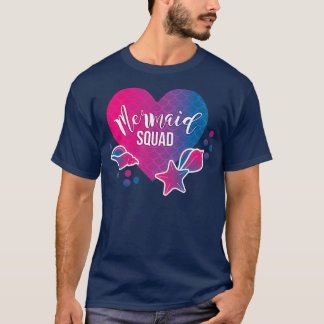 T-shirt Mermaid Squad with Heart Starfish and Shells