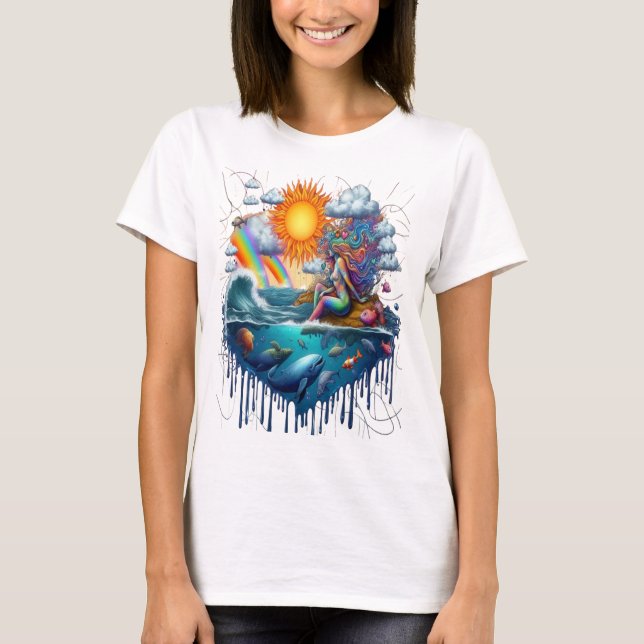 T-shirt Mermaid Surreal Subconscient Soleil Bissé Matin (Devant)