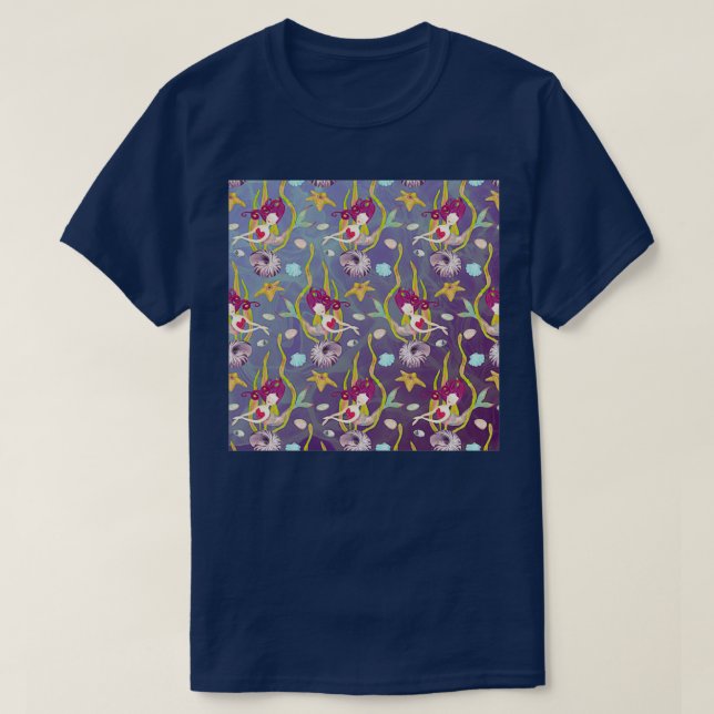 T-shirt Mermaids Neck Gator Belle sirène pourpre (Design devant)