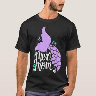 T-shirt Mermom Maman Sirène Lettre Manuscrite Maman Nager