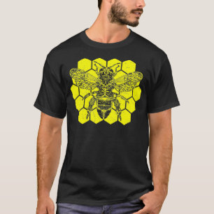 T-shirt Mérovingienne BEE Masonic Style Design Honeycomb