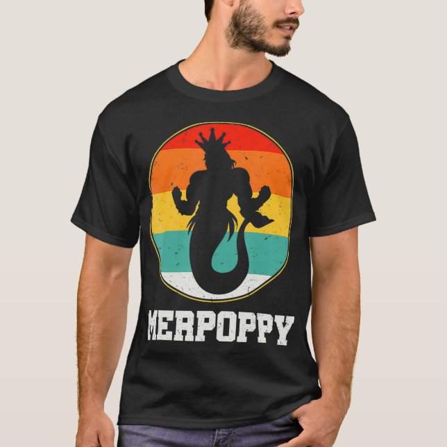 T-shirt Merpopo Sécurité Merman Mermaid Grandpa Fish Gran (Devant)