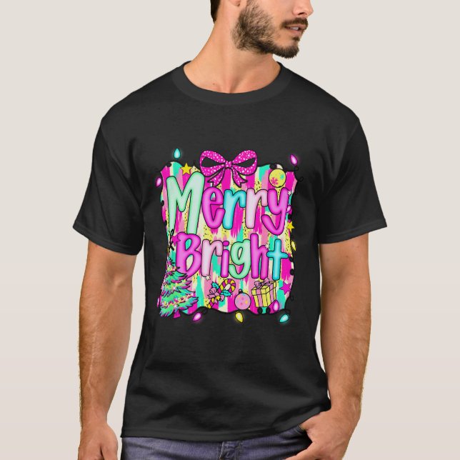 T-shirt Merry And Bright Shirt Cute Christmas Holiday Men  (Devant)