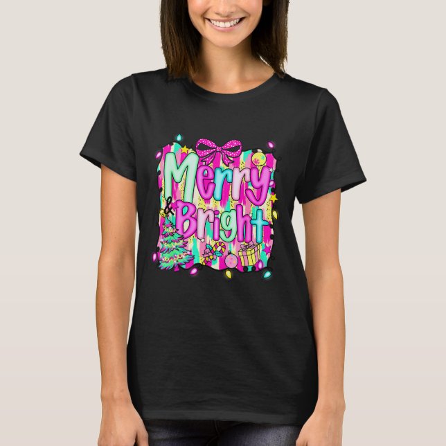T-shirt Merry And Bright Shirt Cute Christmas Holiday Men  (Devant)