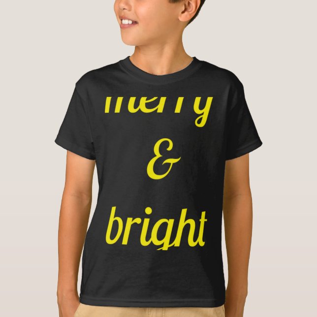 T-shirt Merry Bright Navy Blue Yellow Gift T Shirt  (Devant)