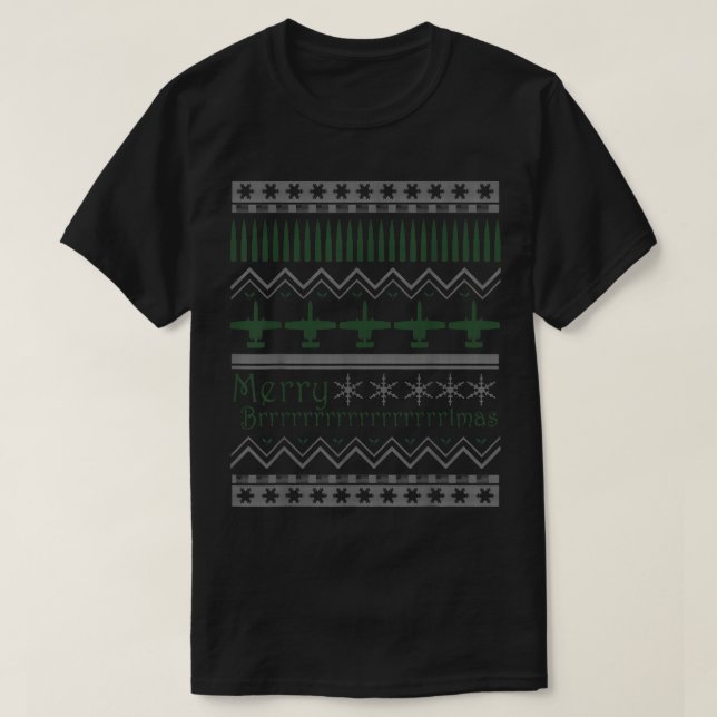 T-shirt Merry Brrrtmas A10 Warthog laide pull de Noël (Design devant)