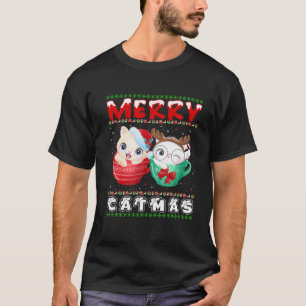 T-shirt Merry Catmas Chat Ugly Funny Chat Noël Amour Chat