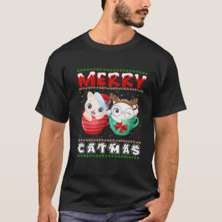 T-shirt Merry Catmas Chat Ugly Funny Chat Noël Amour Chat