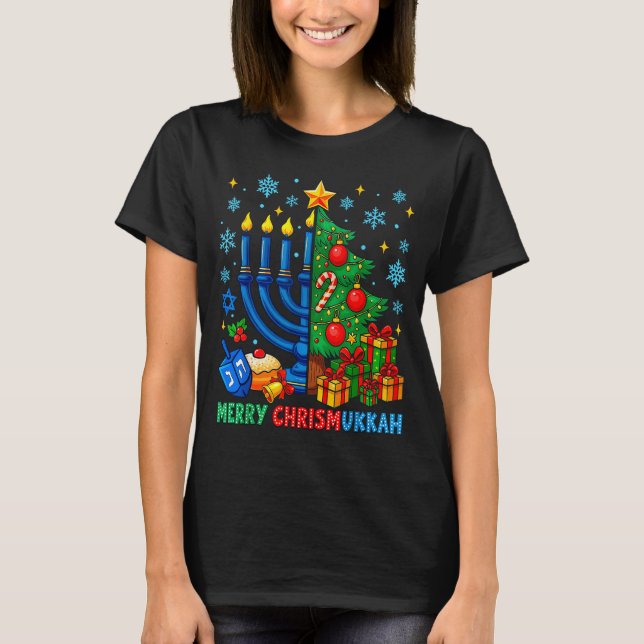 T-shirt Merry Chrismukkah Happy Christmas Hanukkah Pajama  (Devant)