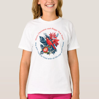 T-shirt Merry Christmas and Happy New Year! Red Bird BOHO