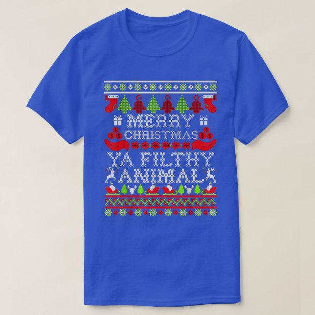 T-shirt Merry Christmas Animal FilthyYa Xmas Family Matchi (Design devant)