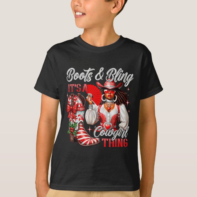 T-shirt Merry Christmas Boots &amp; Bling Its A Cowgirl Th (Devant)