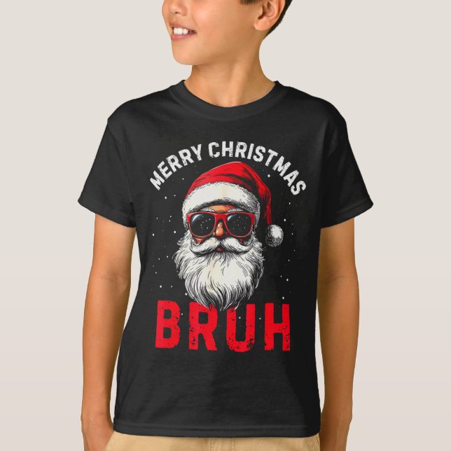 T-shirt Merry Christmas Bruh Funny Santa Claus Retro Men W (Devant)