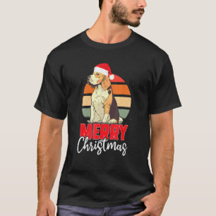T-shirt Merry Christmas Cute Beagle Puppy Dog Wearing Sant