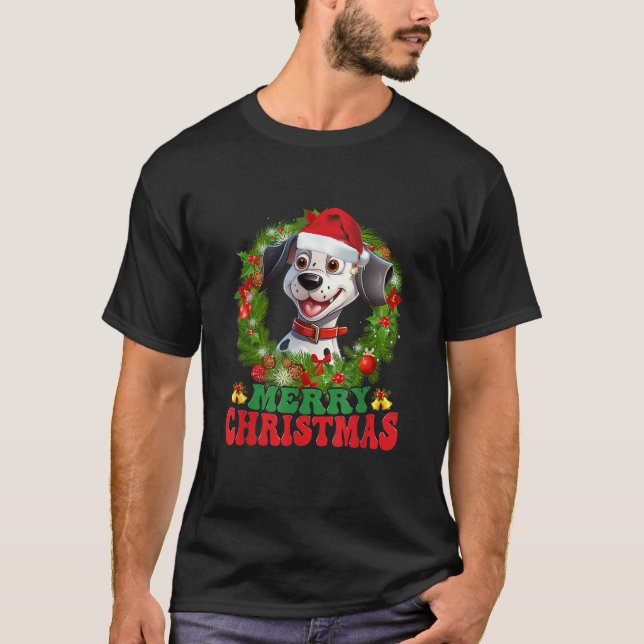 T-shirt Merry Christmas Dalmatian Santa Hat Dog Lovers Ugl (Devant)