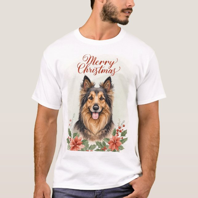 T-shirt Merry Christmas Dog Festive Holiday Graphic (Devant)