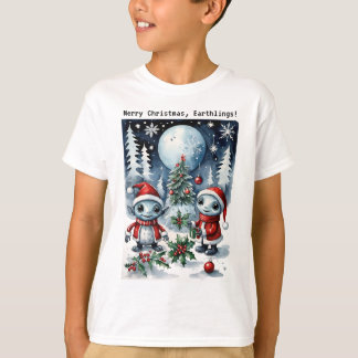 T-shirt Merry Christmas Eathlings Cute Santa Aliens