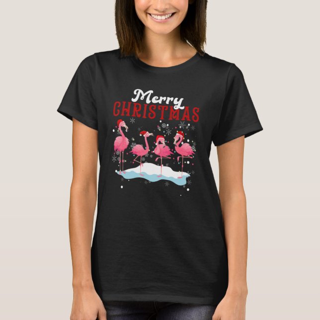T-shirt Merry Christmas Flamingo Tree Lights Flamingo Chri (Devant)