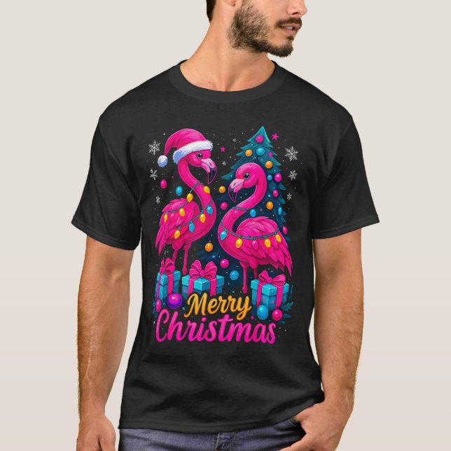 T-shirt Merry Christmas Flamingo Xmas  (Devant)