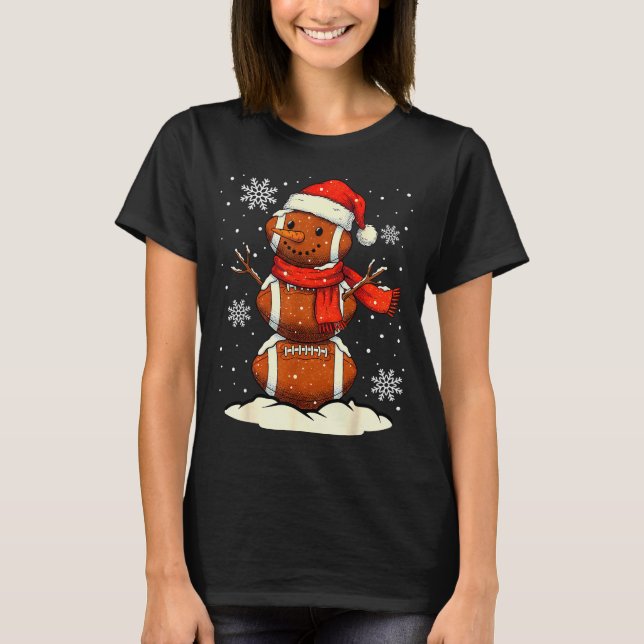 T-shirt Merry Christmas Football Snowman Holiday Srts Xmas (Devant)