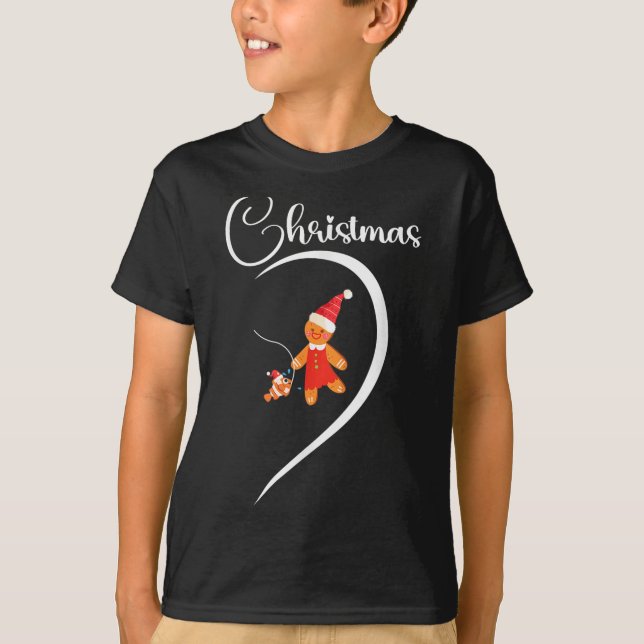 T-shirt Merry Christmas Gingerbread Fishing Lover Couple C (Devant)
