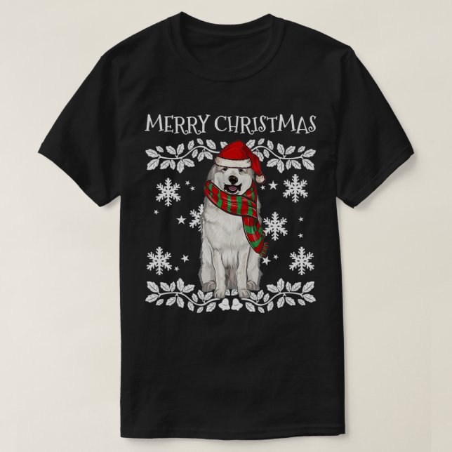 T-shirt Merry Christmas Ornament Great Pyrenee Xmas Santa  (Design devant)