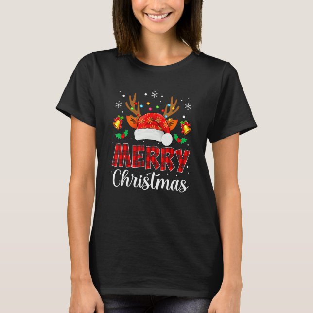 T-shirt Merry Christmas Pajama Buffalo Plaid Red Christmas (Devant)