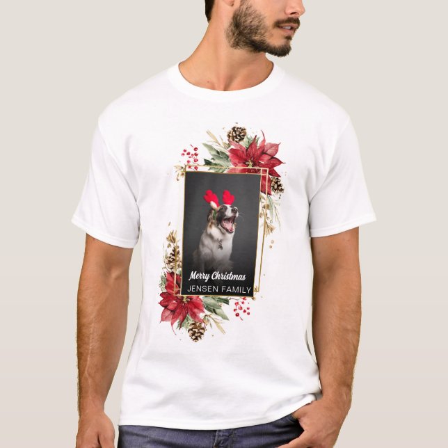 T-shirt Merry Christmas pet dog cat photo holiday gifts  (Devant)