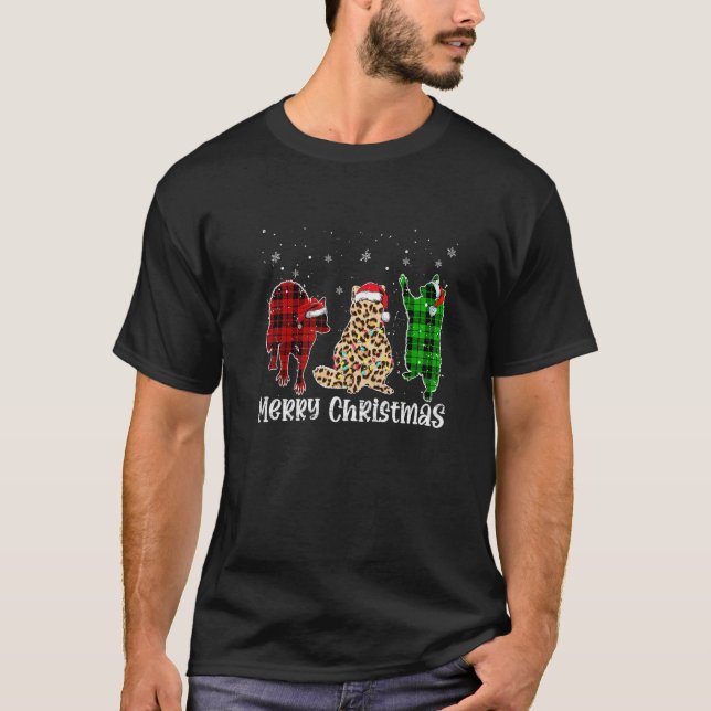 T-shirt Merry Christmas Raccoon Animals Leopard Buffalo Pl (Devant)