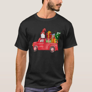 T-shirt Merry Christmas Red Gnome Truck Funny  Men Women K