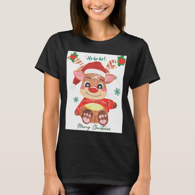 T-shirt Merry Christmas Reindeer Festive Fun Toddler  (Devant)