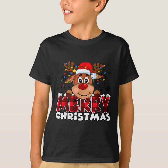 T-shirt Merry Christmas Reindeer Men Women Family Matching (Devant)