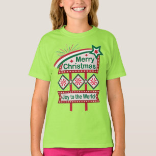 T-shirt Merry Christmas Retro Marquee - Joy to the World