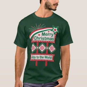 T-shirt Merry Christmas Retro Marquee - Joy to the World
