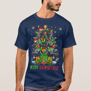 T-shirt Merry Christmas Santa Dirt Bikes Xmas Tree Light P