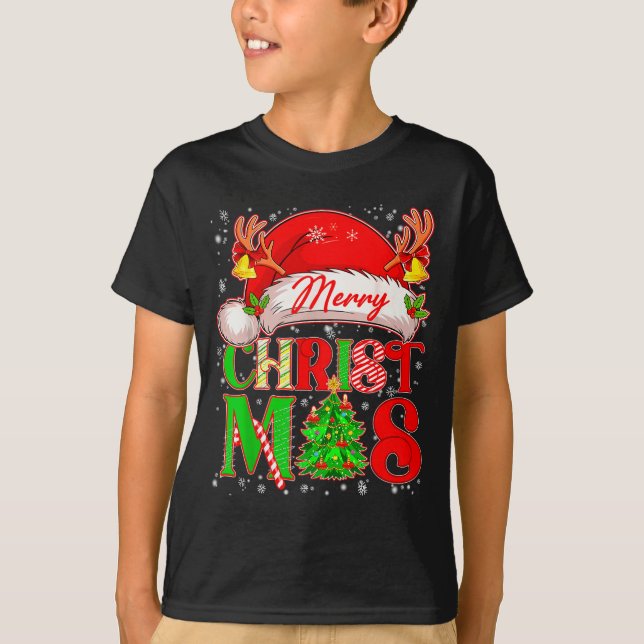 T-shirt Merry Christmas Santa Hat Family Matching Pajamas  (Devant)