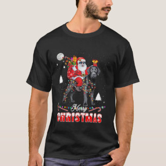 T-shirt Merry Christmas Santa Riding Black Lab Kids Boys  