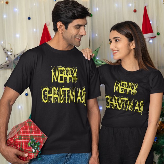 T-shirt Merry Christmas Starry (Merry Christmas Starry Night Font T-Shirt)