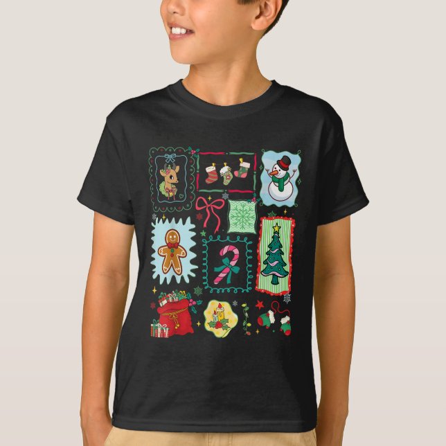 T-shirt Merry Christmas Tree Santa Gingerbread Coquette Bo (Devant)