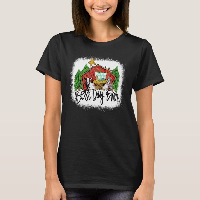 T-shirt Merry Christmas Xmas Tree Highland Cow Farm Animal (Devant)