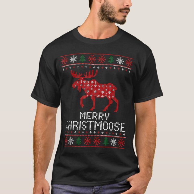 T-shirt Merry Christmoose Funny Christmas Moose Sweater An (Devant)