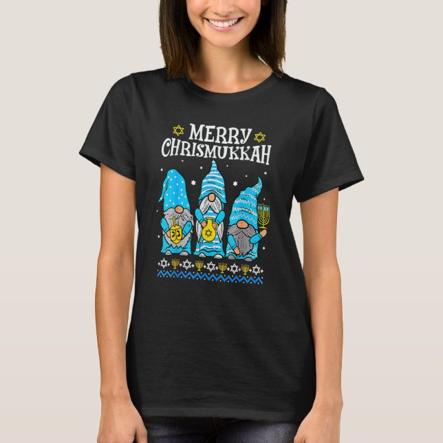 T-shirt Merry Christmukkah With Gnome Christmas Hanukkah G (Devant)