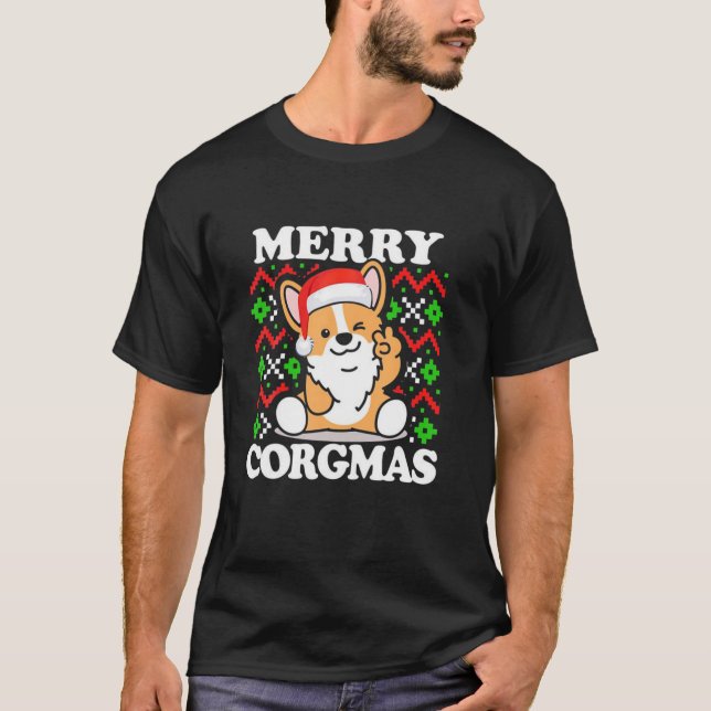 T-shirt Merry Corgmas Funny Corgi Chien (Devant)