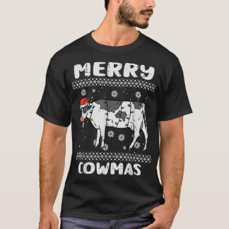 T-shirt Merry Cowmas drôle animal laid Noël PJs Noël Xmas