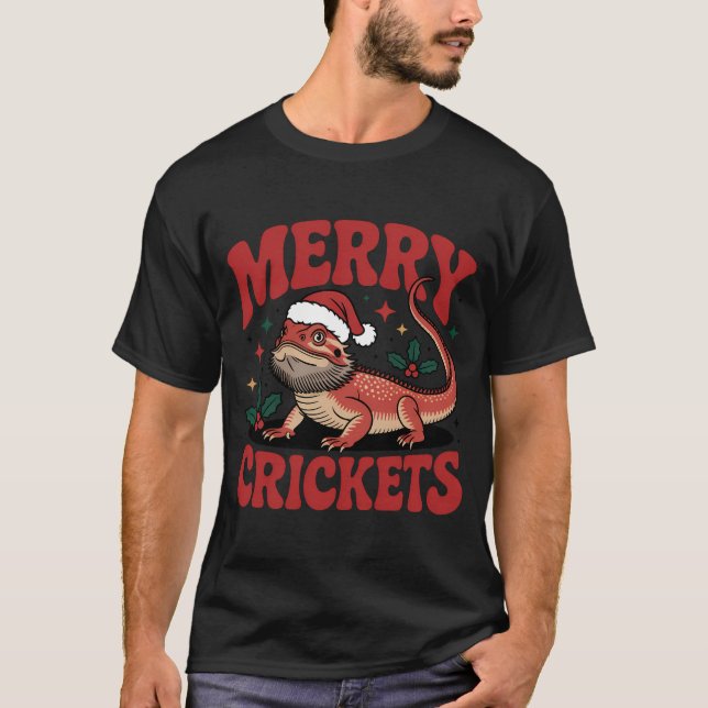 T-shirt Merry Crickets Bearded Dragon Funny (Devant)