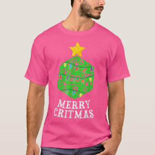 T-shirt Merry Critmas 20 Sided Dice RPG Christmas Holiday 