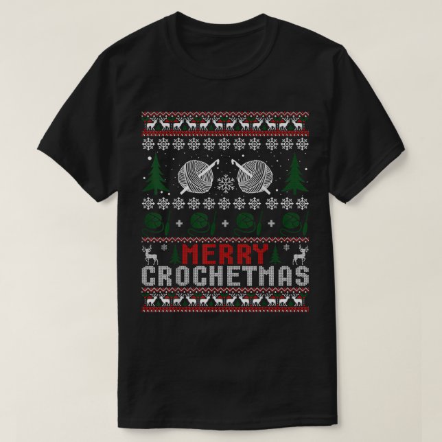 T-shirt Merry Crochet Ugly Christmas Sweater 244 (Design devant)