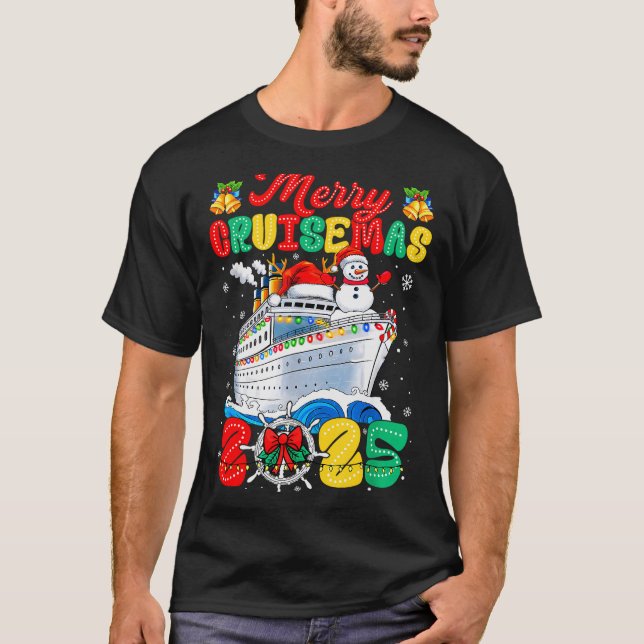 T-shirt Merry Cruisemas 2025 Christmas Santa Groovy Cruise (Devant)