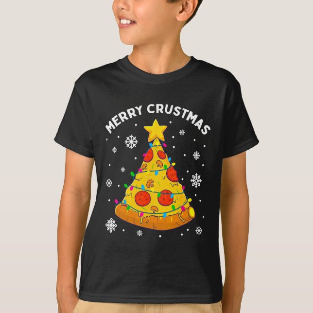 T-shirt Merry Crustmas Pizza Christmas Tree Xmas Gifts Kid (Devant)